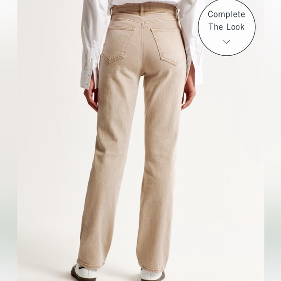 ABERCROMBIE & FITCH OAT / CREAM THE 90’S STRAIGHT ULTRA HIGH RISE JEANS SIZE 25 - Picture 2 of 13